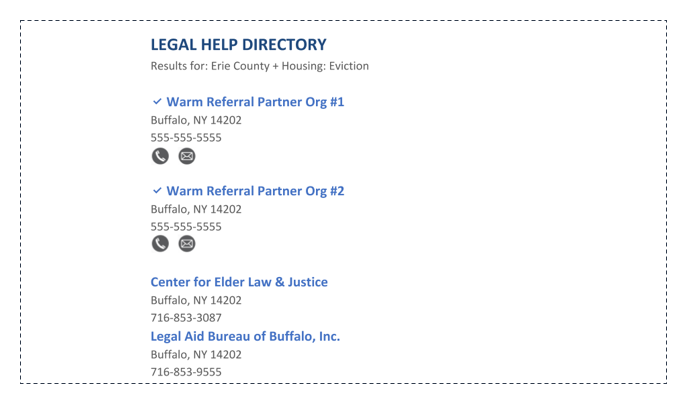 Legal Help Directory Listing for Warm Referral Organizations